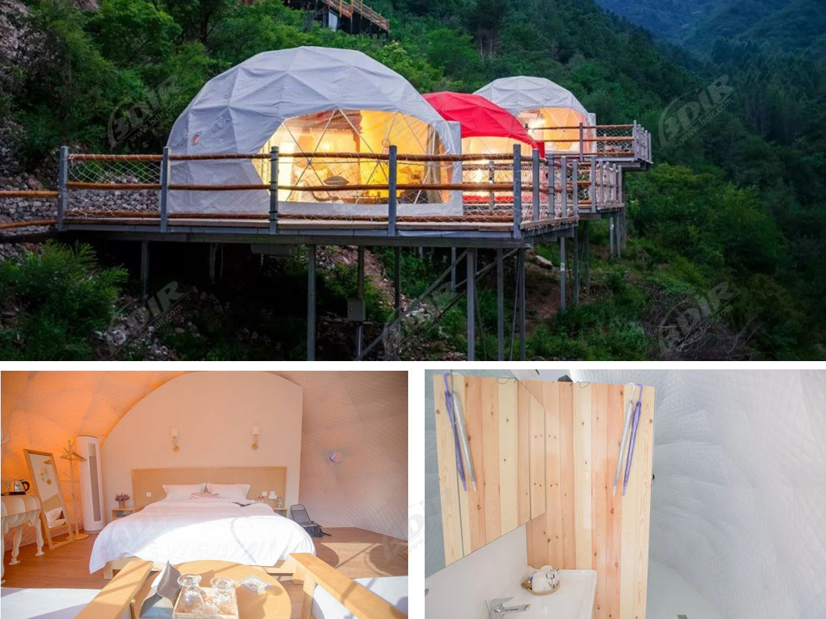 15 Fabric Dome Shelter & Ecolodge Glamping Hotel Resorts ในภูเขา Wuling, ปักกิ่ง