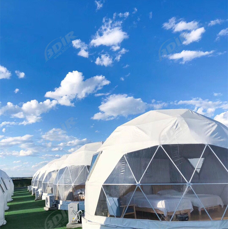 60 tendas de domo geodésico PCS para acomodação no resort de montanha Tao Yuan em Zhangjiakou, China