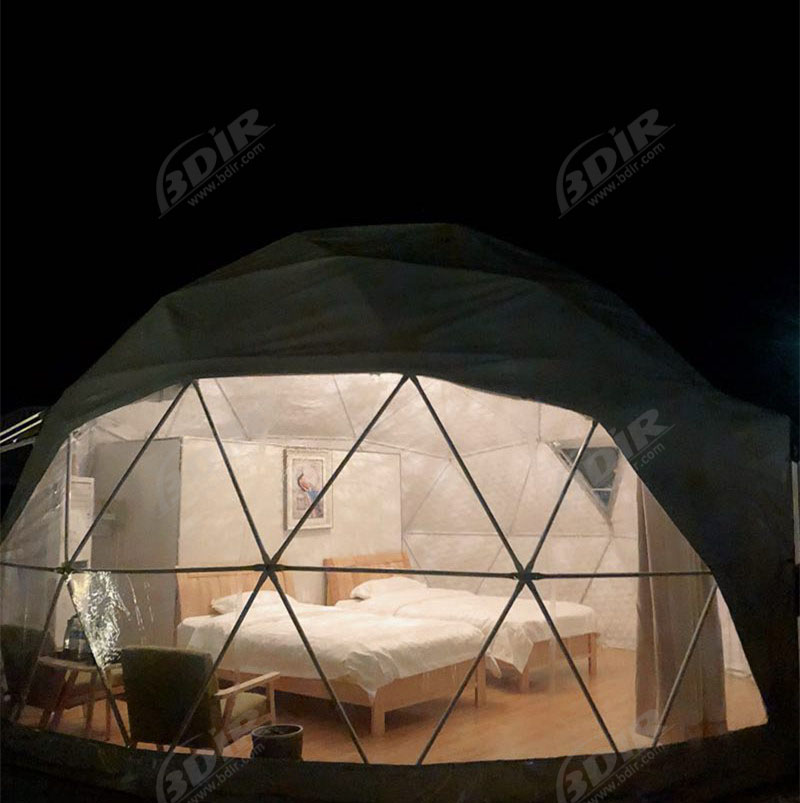 60 tentes de dôme géodésique PCS pour l'hébergement Tao Yuan Mountain Resort à Zhangjiakou, Chine