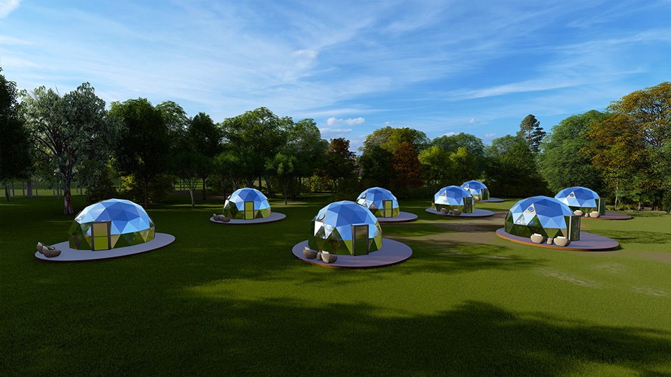 Gorgeous glass geodesic dome house
